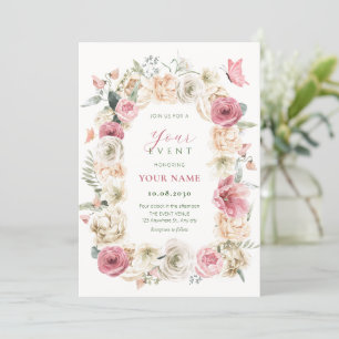 Rose Blume Pastellfarben Einladung