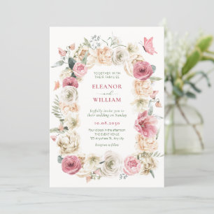 Rose Blume Pastellfarben Hochzeit Einladung