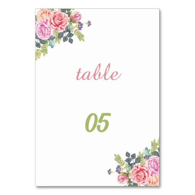 Rose Blume Personalisiert Hochzeit Tischnummer (Vorderseite)