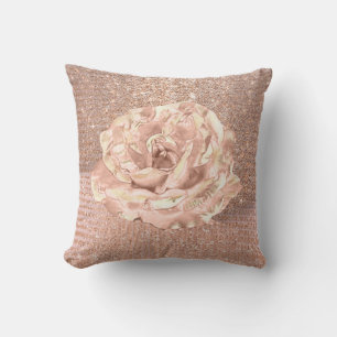 Rose Blume Pinselspitze Glitzer Peach Metal Kissen