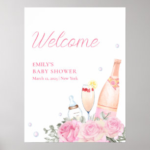 Rose Blume Poppin Champagne Kinderdusche Empfang Poster