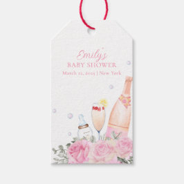 Rose Blume Poppin Champagner Flaschen Kinderdusche Geschenkanhänger