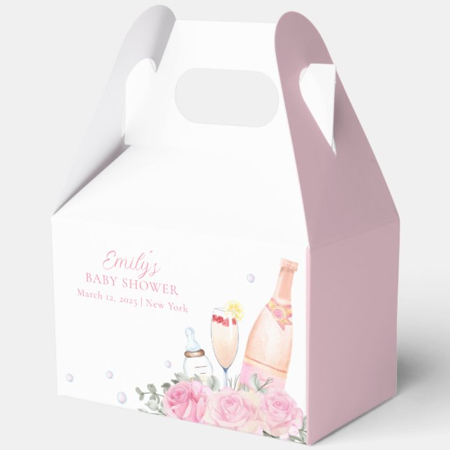 Rose Blume Poppin Champagner Flaschen Kinderdusche Geschenkschachtel (Rückseite)