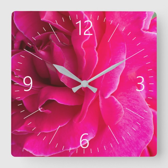 Rose Blume Quadratische Wanduhr (Vorderseite)