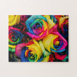 Rose Blume Regenbogen niedliche hübsche Kunstfarb Puzzle