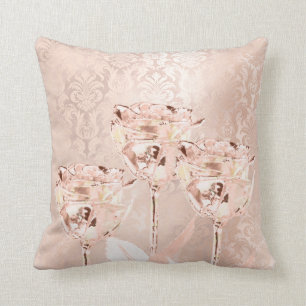 Rose Blume Rosa Blush Pulver Lux MetallDamast Kissen