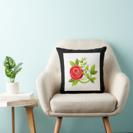 Rose Blume rot schwarz Kissen