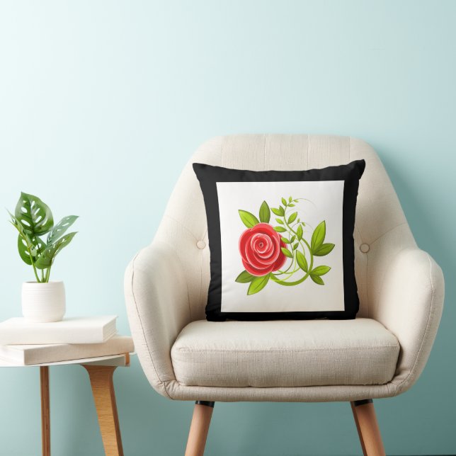 Rose Blume rot schwarz Kissen (Stuhl )