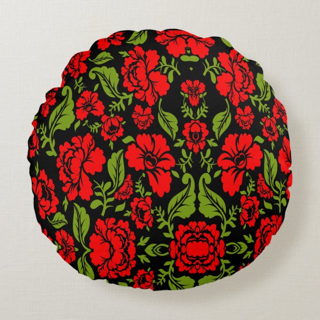 Rose Blume Rundes Kissen (Vorderseite)