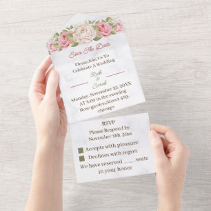 Rose Blume Save the Date angepasst All In One Einladung