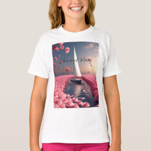 Rose Blume Segelboot Hochzeitsticker T-Shirt