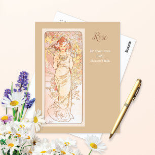 Rose Blume Serie Alphonse Mucha Postkarte