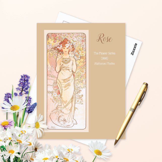 Rose Blume Serie Alphonse Mucha Postkarte (Von Creator hochgeladen)