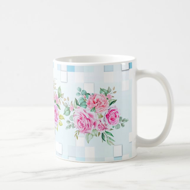 Rose Blume Tasse-11 oz-dauernde Keramik Kaffee Tas Kaffeetasse (Rechts)