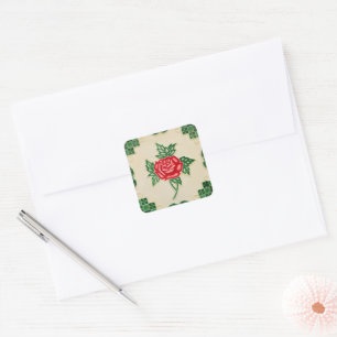 Rose Blume Tile Quadratischer Aufkleber