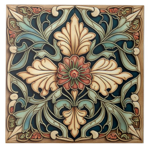 Rose Blume Tile, Vintager Jugendstil Fliese