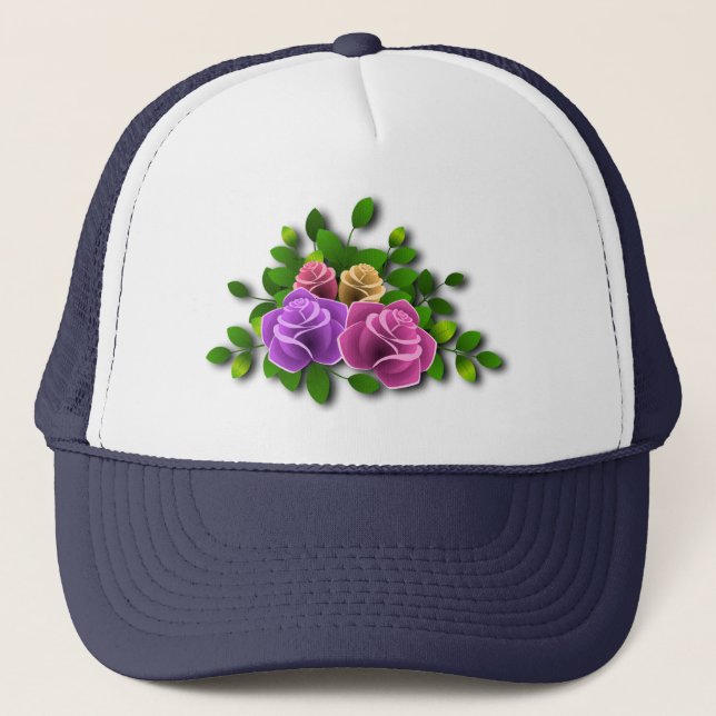 Rose Blume Truckerkappe (Vorderseite)