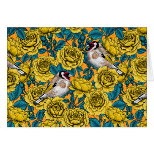 Rose Blume und Goldflossenvögel
