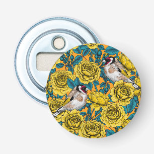 Rose Blume und Goldflossenvögel Flaschenöffner