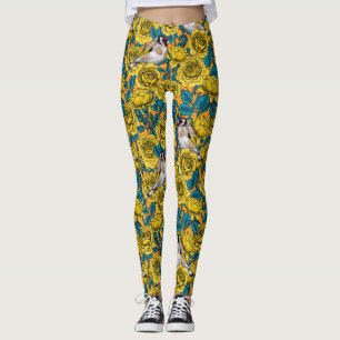 Rose Blume und Goldflossenvögel Leggings