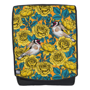 Rose Blume und Goldflossenvögel Rucksack