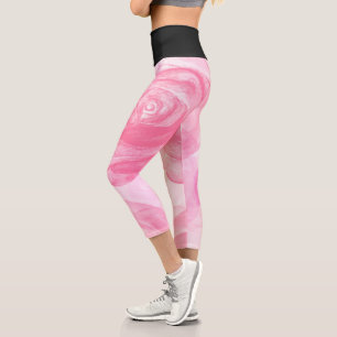 Rose Blume und Schwarz Capri Leggings