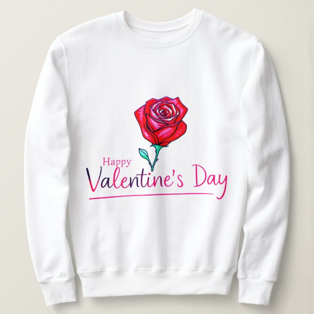 Rose Blume Valentinstag Sweatshirt (Design vorne)