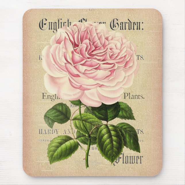 Rose Blume Vintage Feminine Blumenmousepine Mousepad (Vorne)