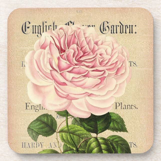 Rose Blume Vintage feminine Untersetzer (Vorderseite)