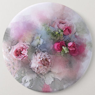 Rose Blume Wasserfarbene Kunst, Dichtung und Musik Button