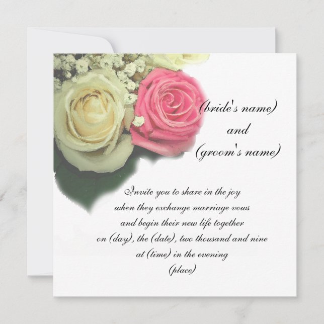 Rose, Blumen, Einladung zur Hochzeit, Muster (Vorderseite)