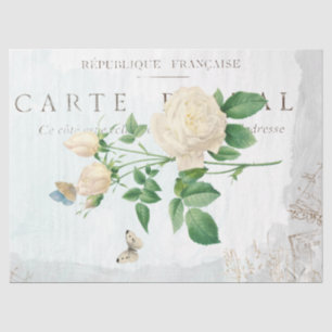 Rose Blumen Schmetterling Carte Postale Blau Gemal Seidenpapier