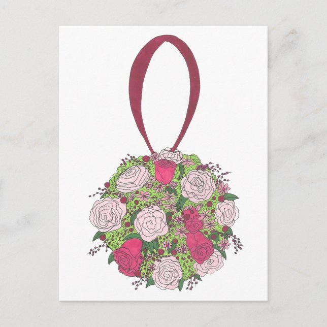 Rose Blumenball Hochzeit Speichern Sie das Datum d Ankündigungspostkarte (Vorderseite)