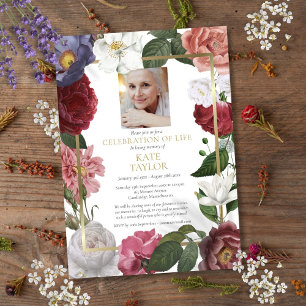 Rose Blumenbeerdigung Foto Feier des Lebens Einladung