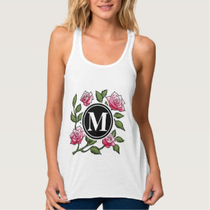 Rose Blumenbilder und Monogramm Tank Top