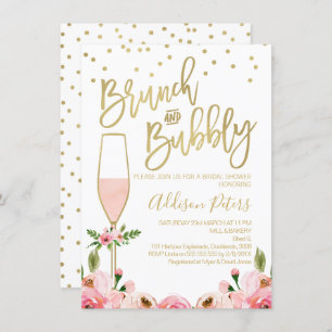 Rose Blumenbrunch Bubbly Bridal Dusche Einladung