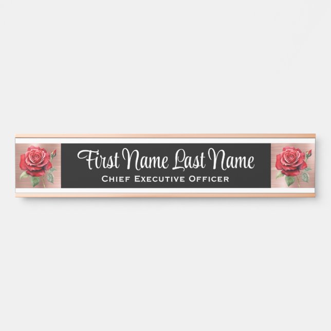 Rose Blumenbügelschilder Name Plate Türschild (Vorderseite )