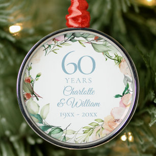 Rose Blumengarland 60. Hochzeitstag Ornament Aus Metall