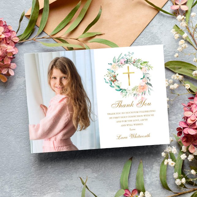 Rose Blumengarland Erster Kommune Foto Dankeskarte (Von Creator hochgeladen)