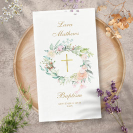 Rose Blumengarland Gold Taufe Christening Serviette