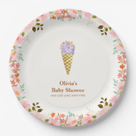 Rose Blumengarten Scoop Ice Cream Baby Dusche Pappteller