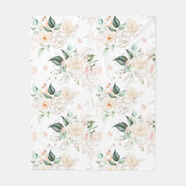 Rose Blumengartenmuster Fleecedecke (Vorderseite)