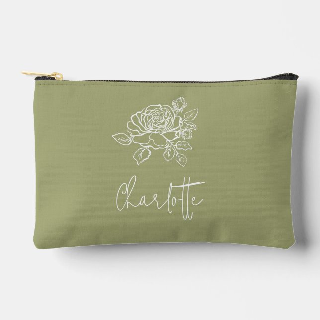 Rose Blumenkohl Individuelle Name Zubehörtasche (Vorderseite)