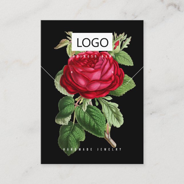 Rose Blumenschmuck Ohrringe Necklace Display Card Visitenkarte (Vorderseite)