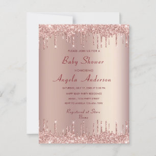 Rose Blush Baby Dusche Einladung und QR Code Postkarte