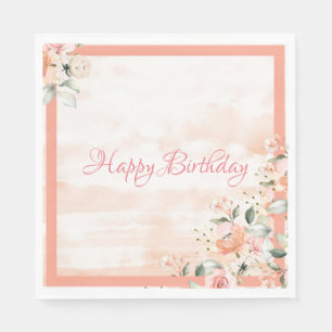 Rose Blush Floral Wasserfarbe Moderne Typografie Serviette