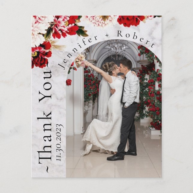 Rose Blush Foto Budget Hochzeit Danke Karte (Vorne)