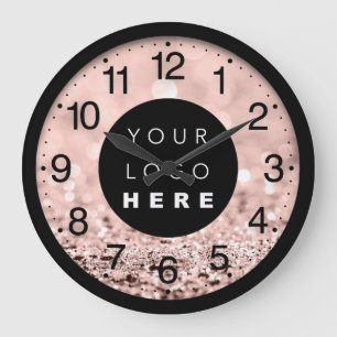 Rose Blush Glitzer Modernes Logo Große Wanduhr