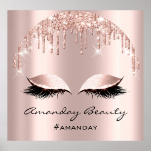 Rose Blush Glitzer Tropfen Eyelash Makeup Nägel Poster