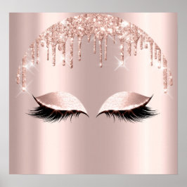 Rose Blush Glitzer Tropfen Eyelashes Makeuty Poster